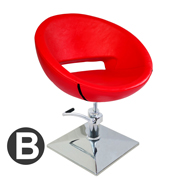 红色 吧椅 皮革 立体底 方盘 B款 Bb_001 剪发椅－芭本－
