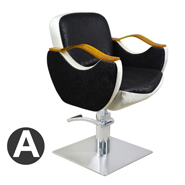 黑+黄+白  皮革 平底 方盘 A款 Bb_126 剪发椅－芭本－•可升降，可旋转，多种皮料可选，底盘可更换