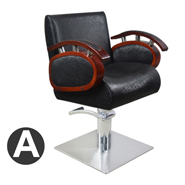 黑+红 欧式 皮革 平底 方盘 A款 Bb_130 剪发椅－芭本－